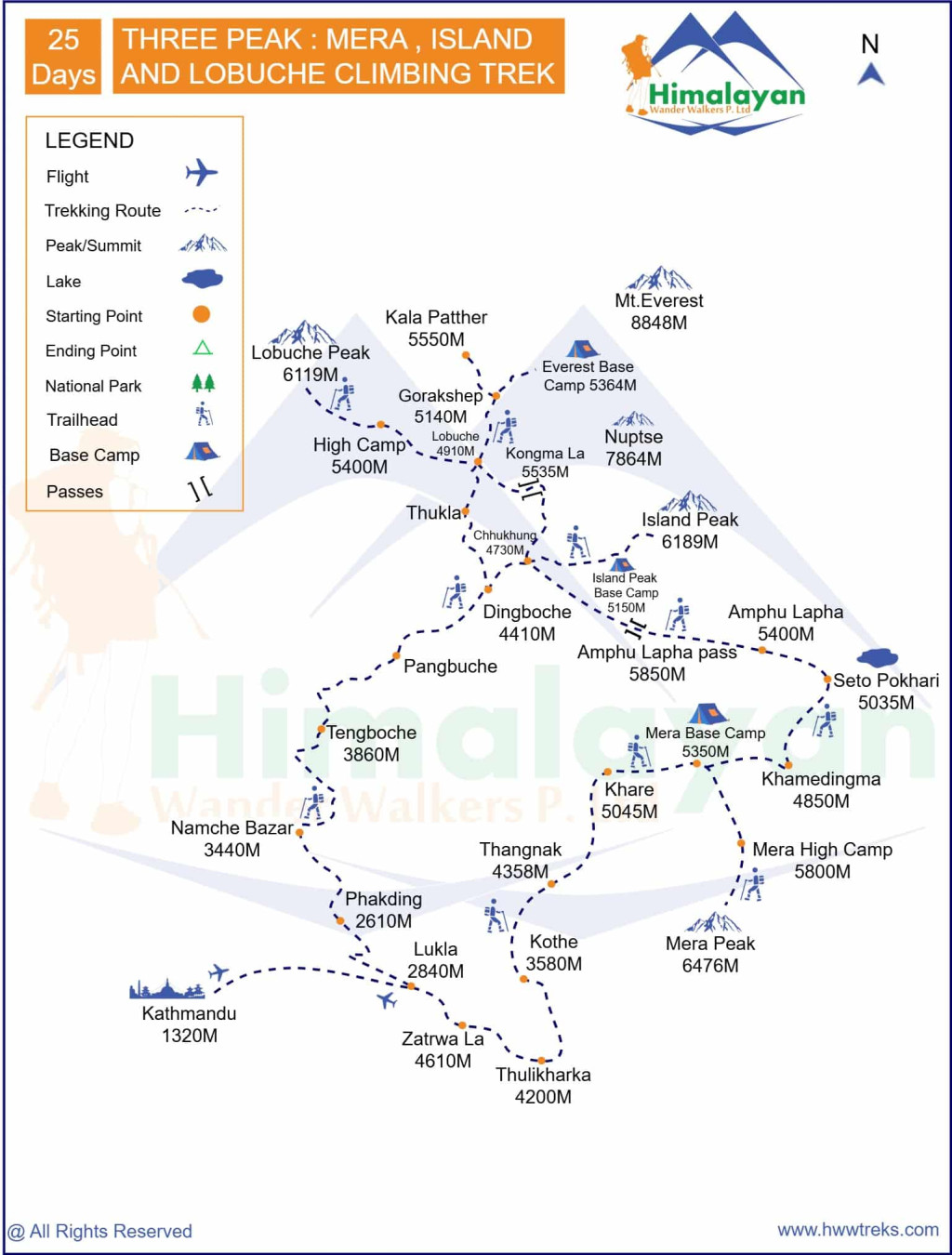 Three Peaks: Mera, Island, and Lobuche Climbing Trek